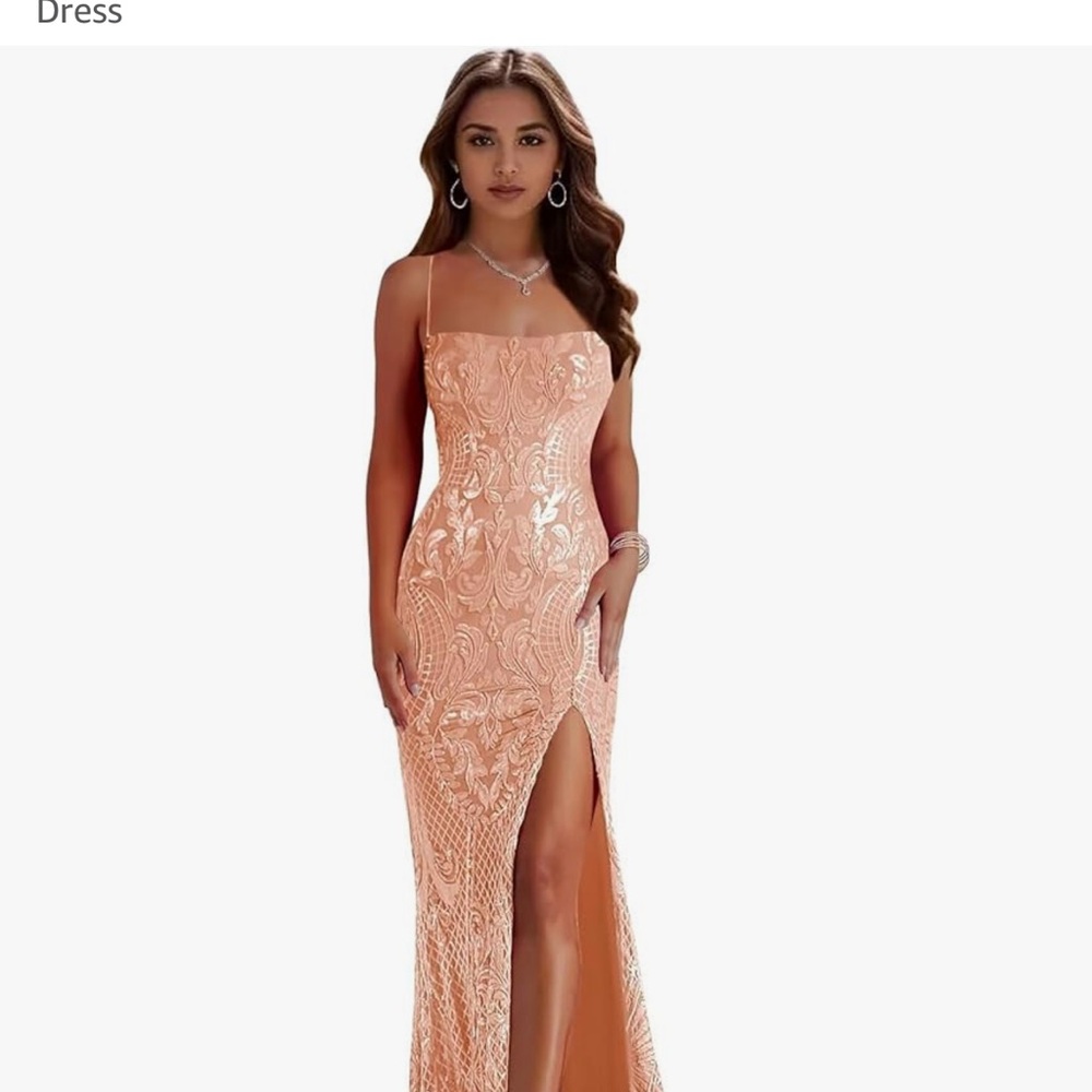 Pink Sequin Slit Bodycon Gown